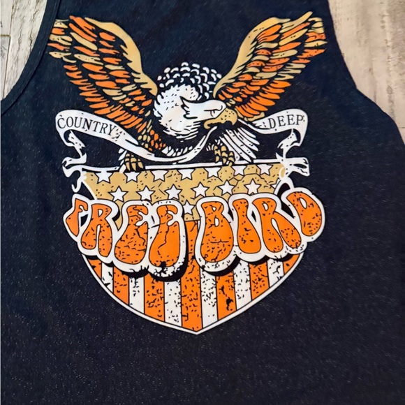 Black Tank Top with Eagle Graphic - Picture 2 of 5